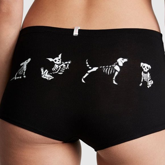 Victoria's Secret Other - VS L HALLOWEEN PINK Cotton Boyshort Panty Skeleton Dogs Pups Animals NWT